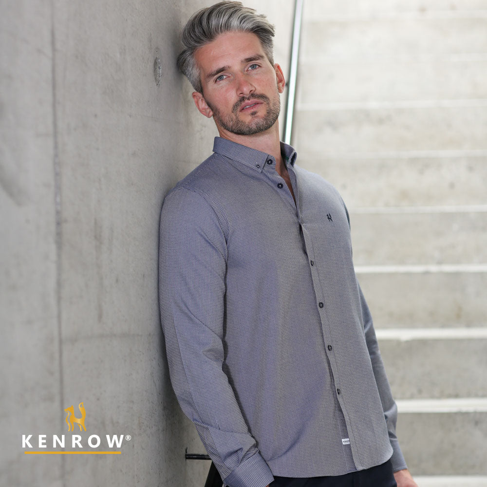 Kenrow Menswear Tate Navy Shirt Navy model front view