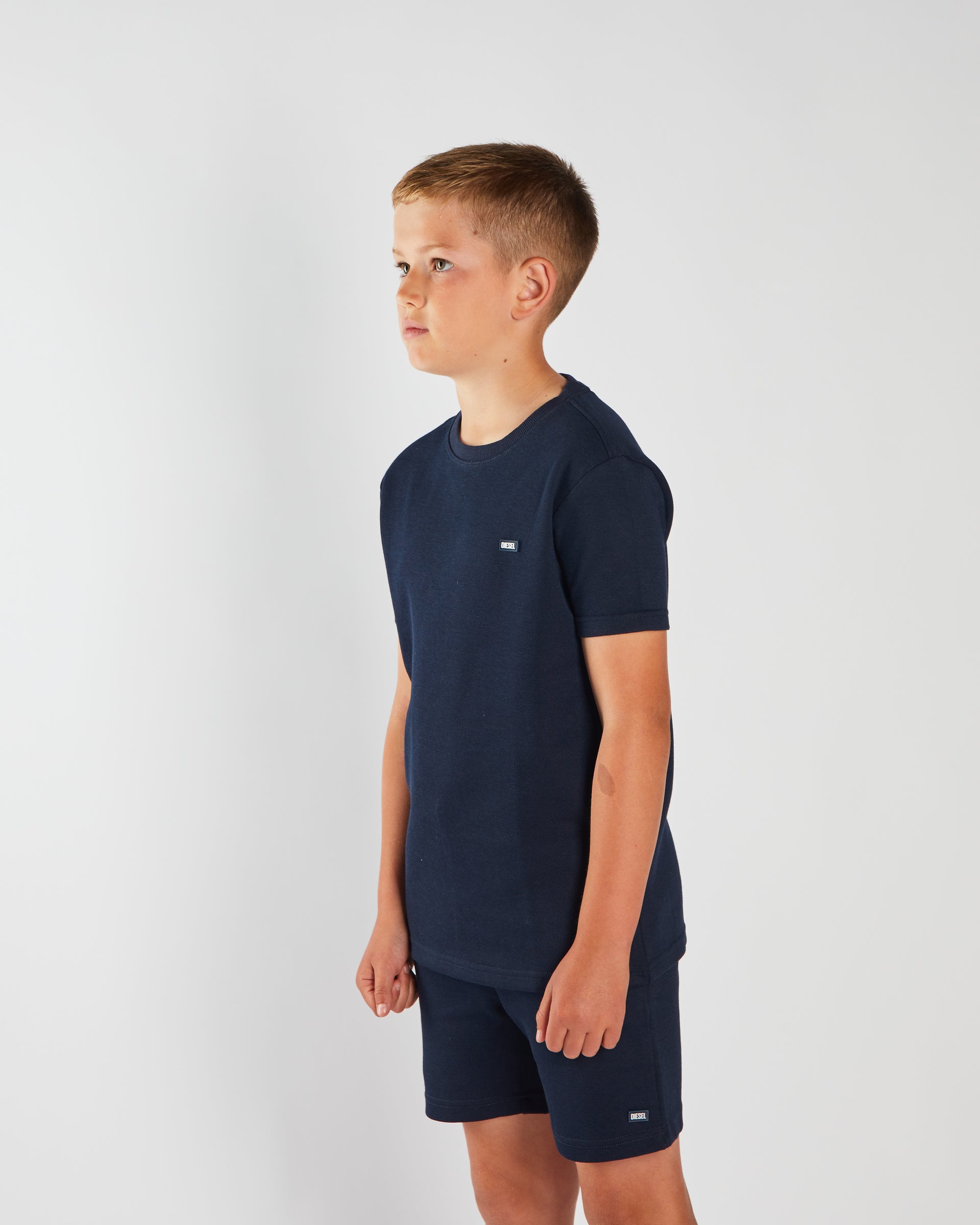 DIESEL KIDS Toby Textured Navy Tee Navy model front view