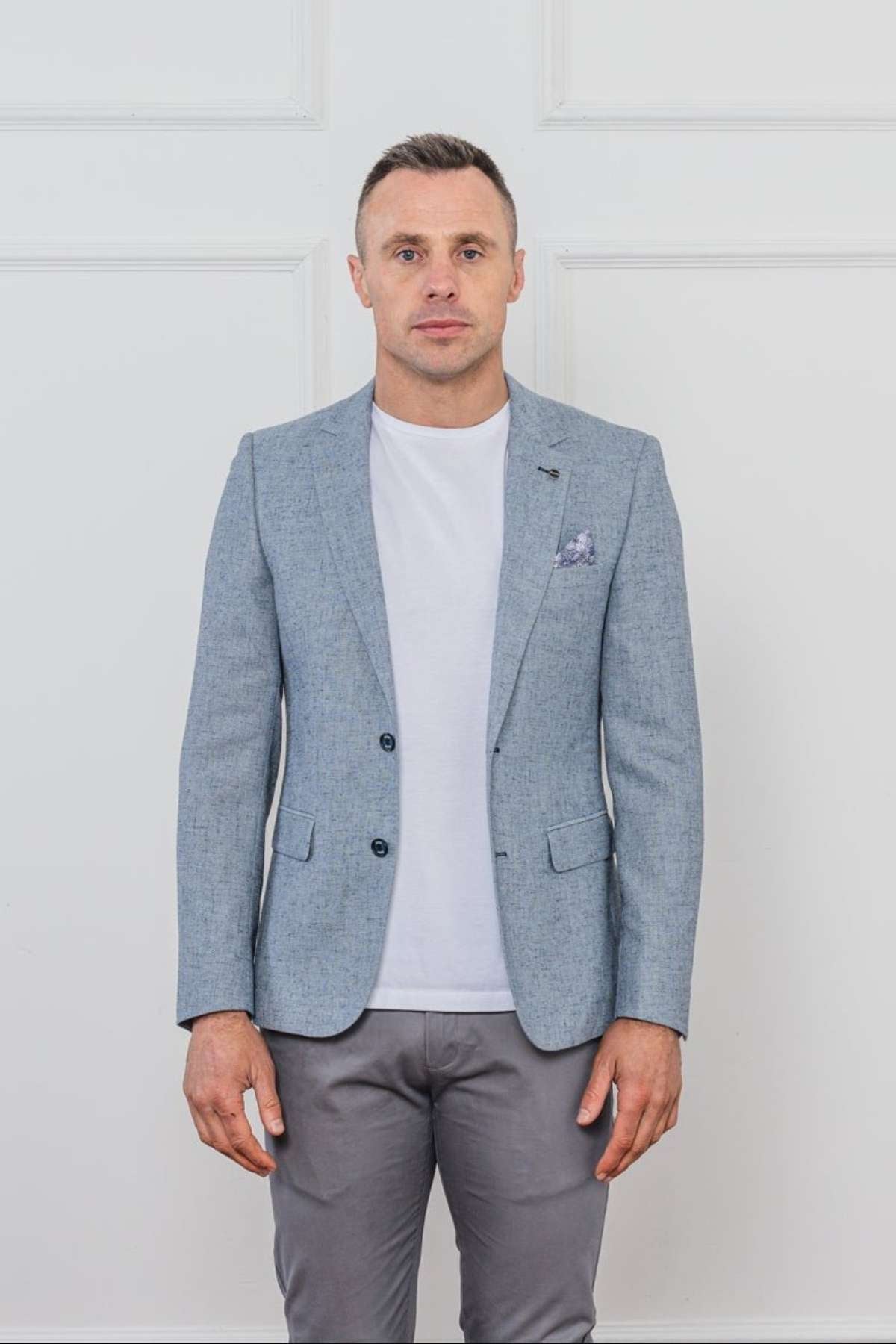 Tommy Bowe Curbban Blue Blazer-Closer View of the Front
