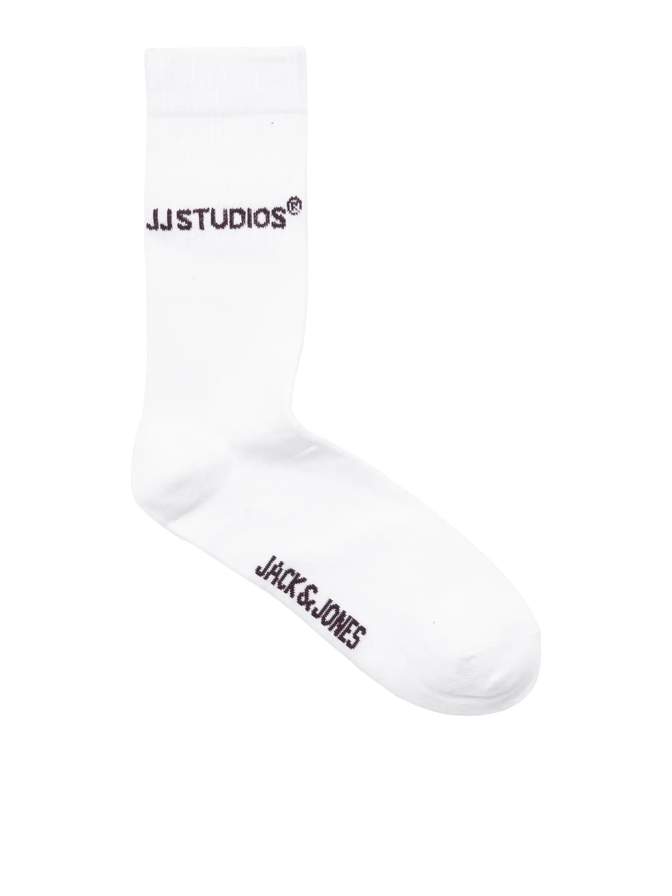 White sock with 'Jack & Jones' logo on a white background