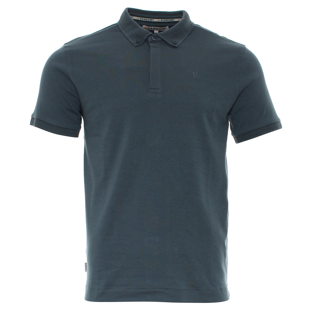 Kenrow Vinny Polo in teal, front view with buttoned collar and logo on chest