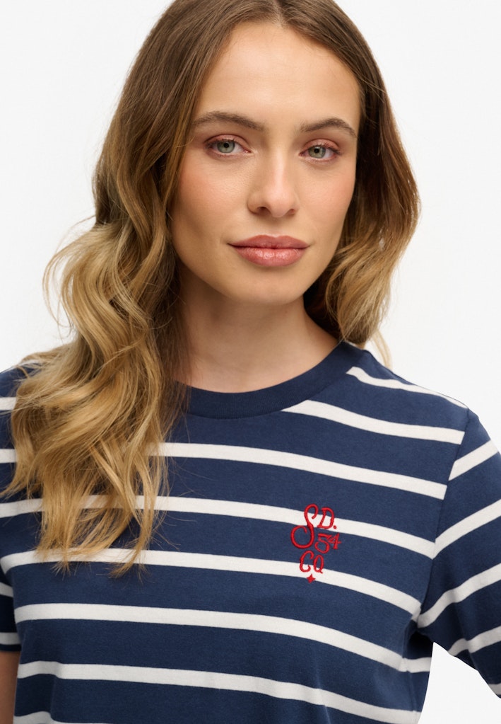 Superdry Ladies Heritage Hamptons Stripe Tee-Navy Stripe Navy Stripe side view