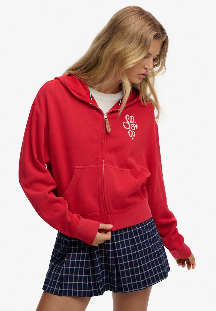 Superdry Ladies Heritage Hamptons Ziphood-Varsity Red Varsity Red back view