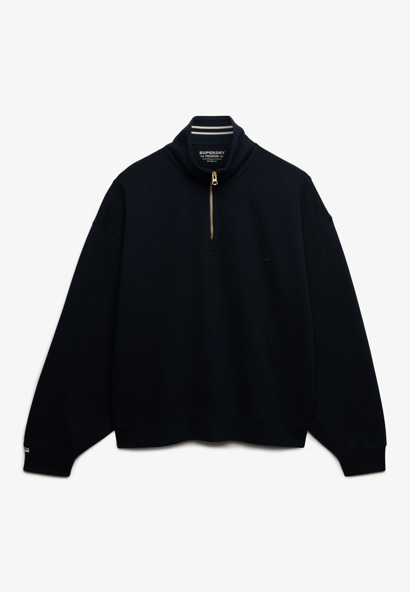 Superdry Monogram Half Zip Sweatshirt in Eclipse Navy angled view