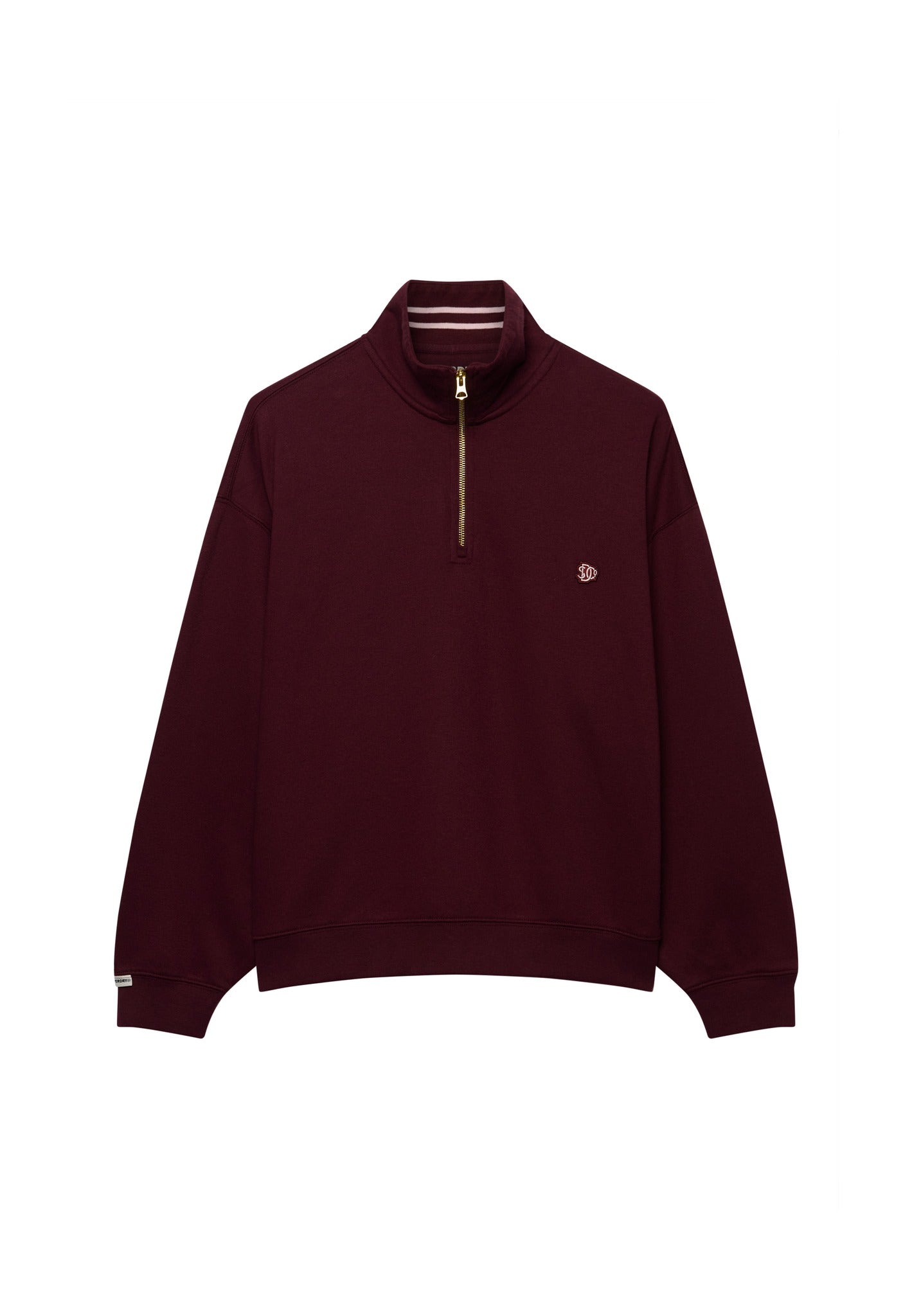 Superdry Monogram Half Zip Sweatshirt in Port Red angled view