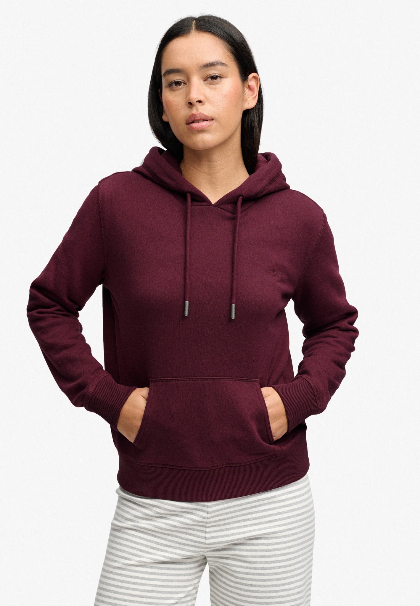 Superdry Signature Embroidered Hood in Port Red front model view