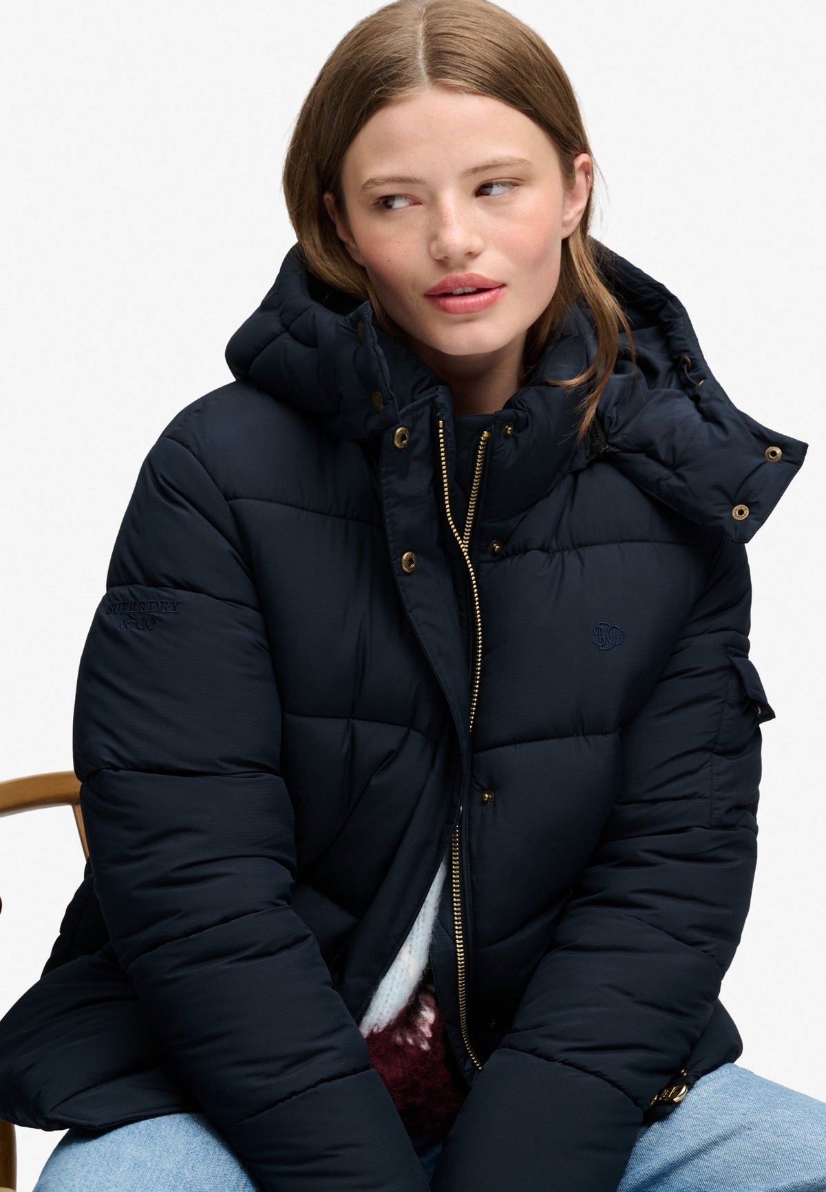 Superdry Premium Ripstop Puffer Jacket in Eclipse Navy side view