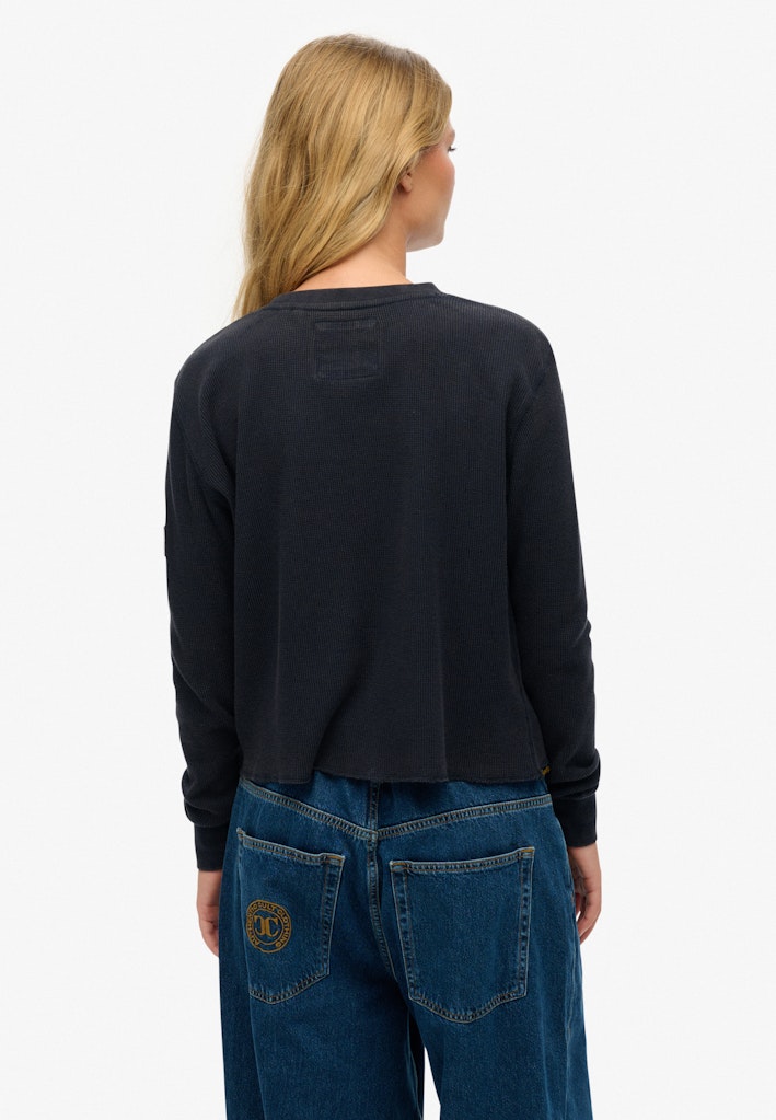 Superdry Ladies Athletic Essential Graphic Long Sleeve Top-Eclipse Navy ECLIPSE NAVY back view