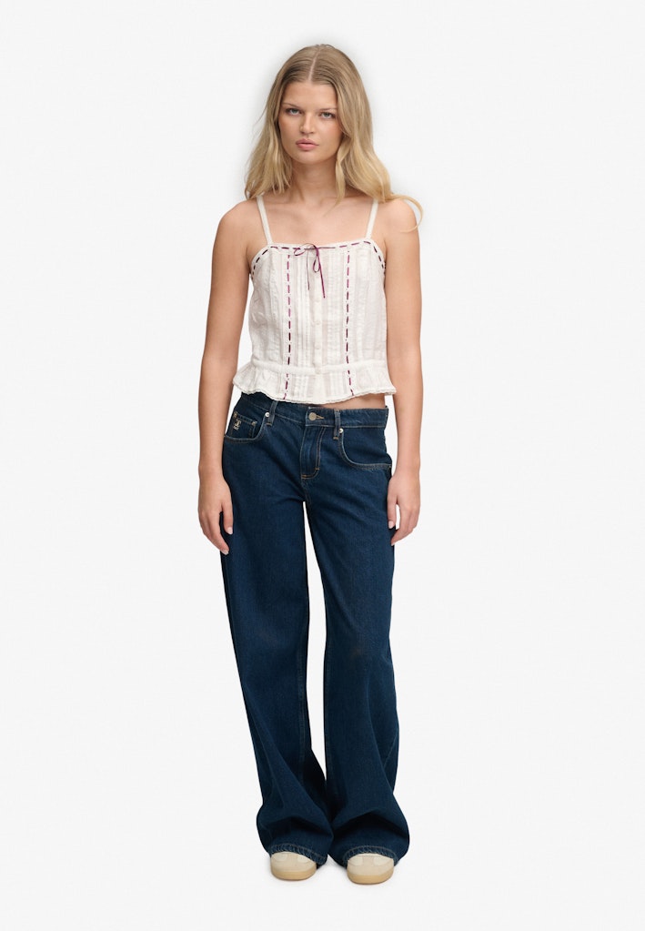 Superdry Ladies Lace Cami Top-Off White OFF WHITE back view