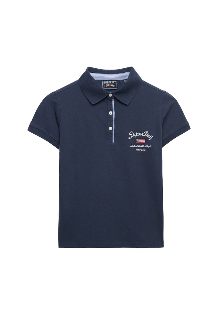 Superdry Ladies Ath Ess Graphic Polo- Navy Navy detail view
