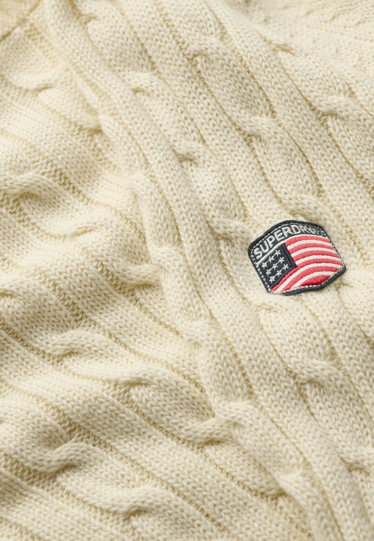Superdry Slouchy Cable Knit in Natural White cable knit texture detail