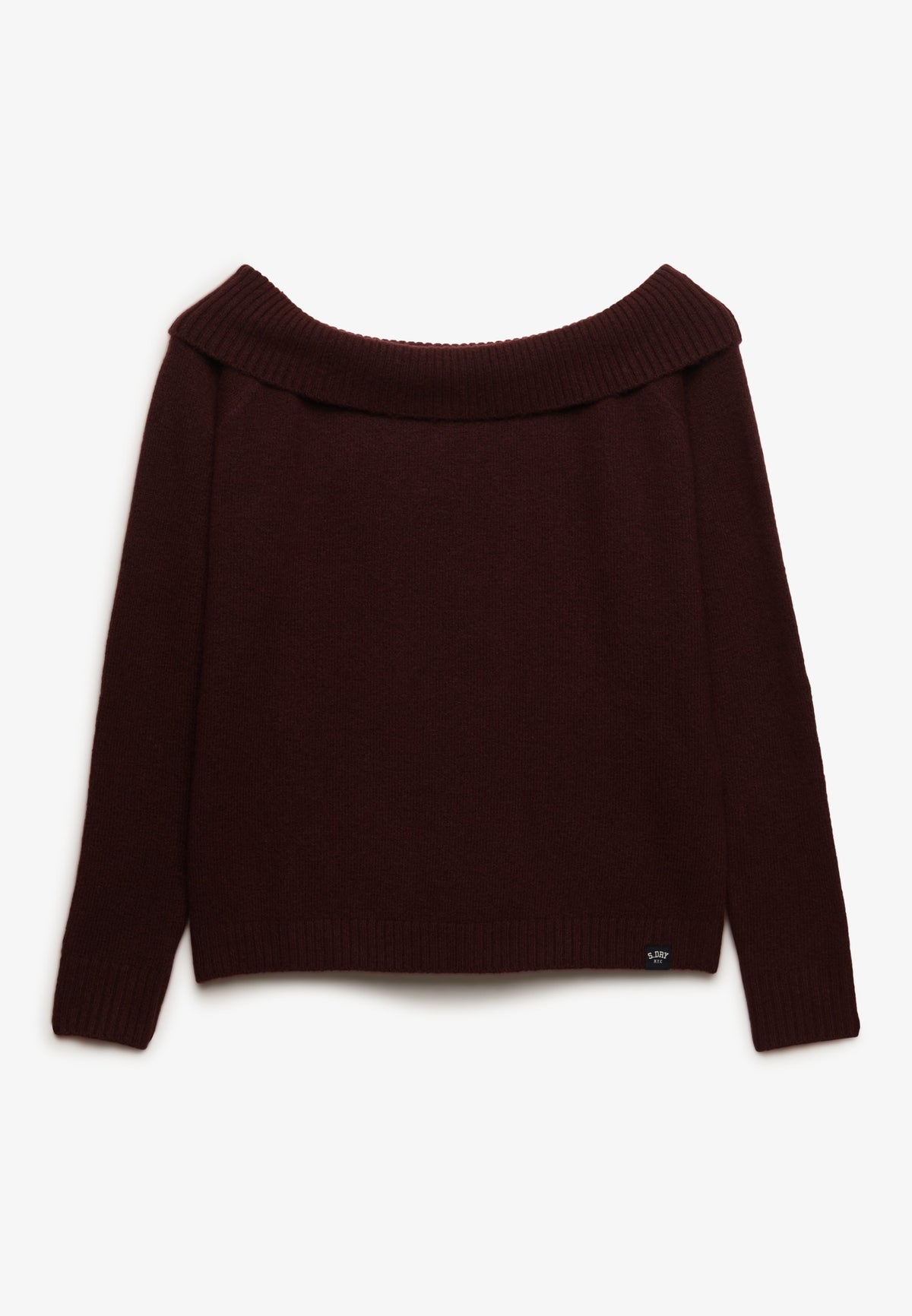 Superdry Bardot Knitted Jumper in Port Red back view