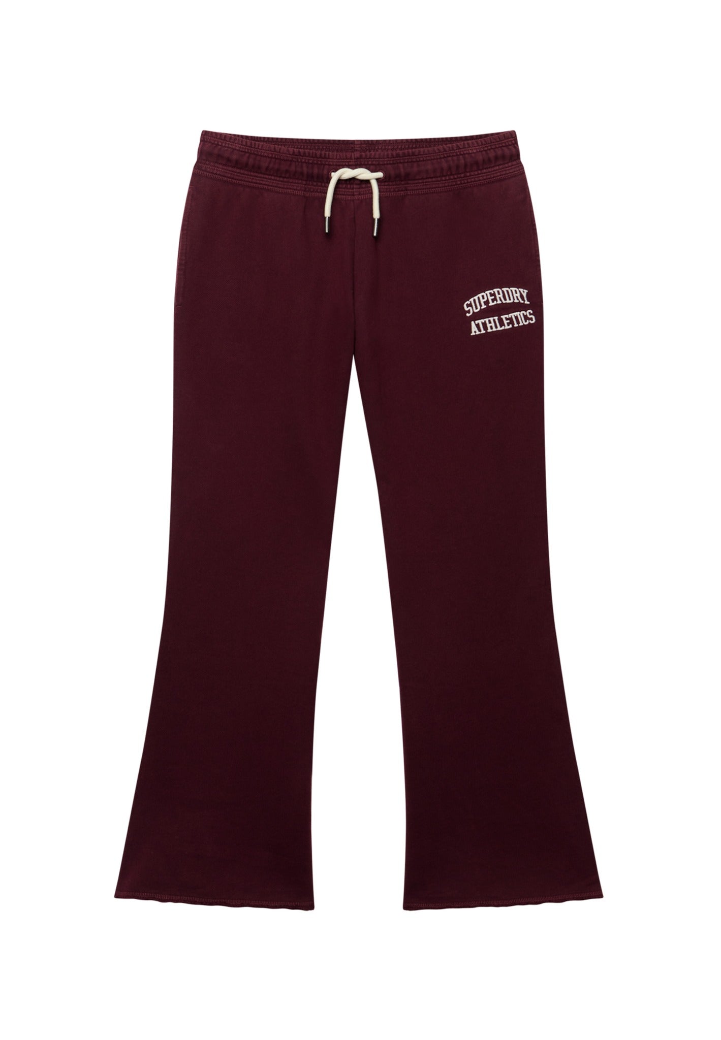 Superdry Athletic Embroidered Flare Jogger in Port Red angled view