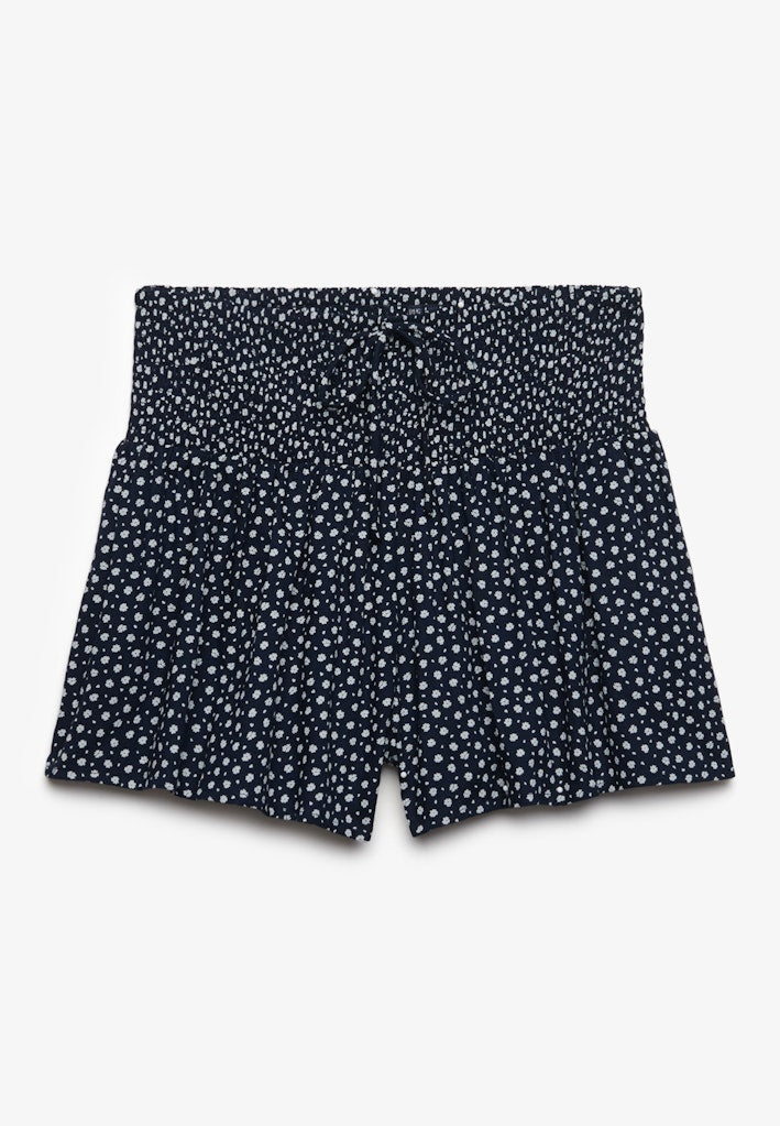 Superdry Ladies Printed Mini Smocked Shorts-Eclipse Navy Ditsy Hearts Eclipse Navy Ditsy Hearts detail view