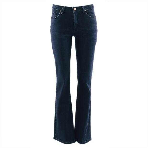 RANT & RAVE LADIES Wendy High Rise Bootcut Tummy Tuck Jeans MID INDIGO back view