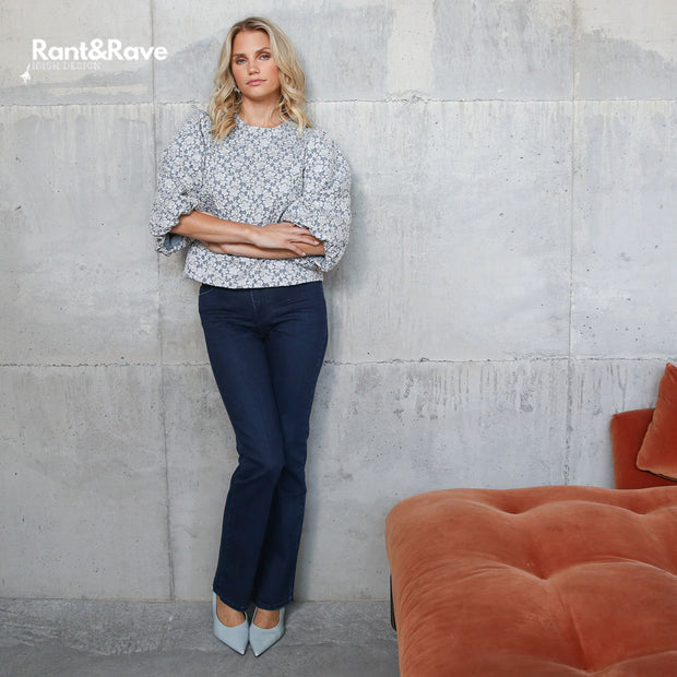 RANT & RAVE LADIES Wendy High Rise Bootcut Tummy Tuck Jeans MID INDIGO front view