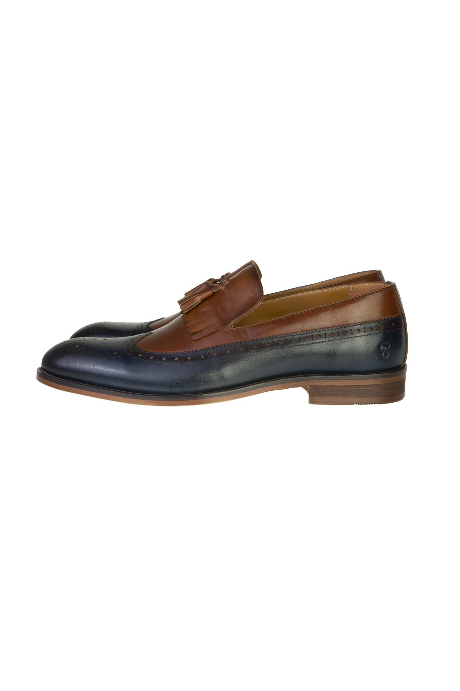 Phillip Tan & Navy Shoe by Benetti-Side View