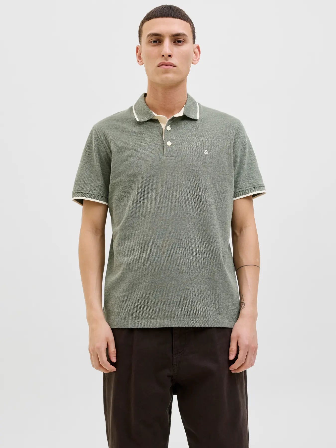 JACK & JONES Paulos Duffle Bag Green Short Sleeve Polo Duffel Bag front view