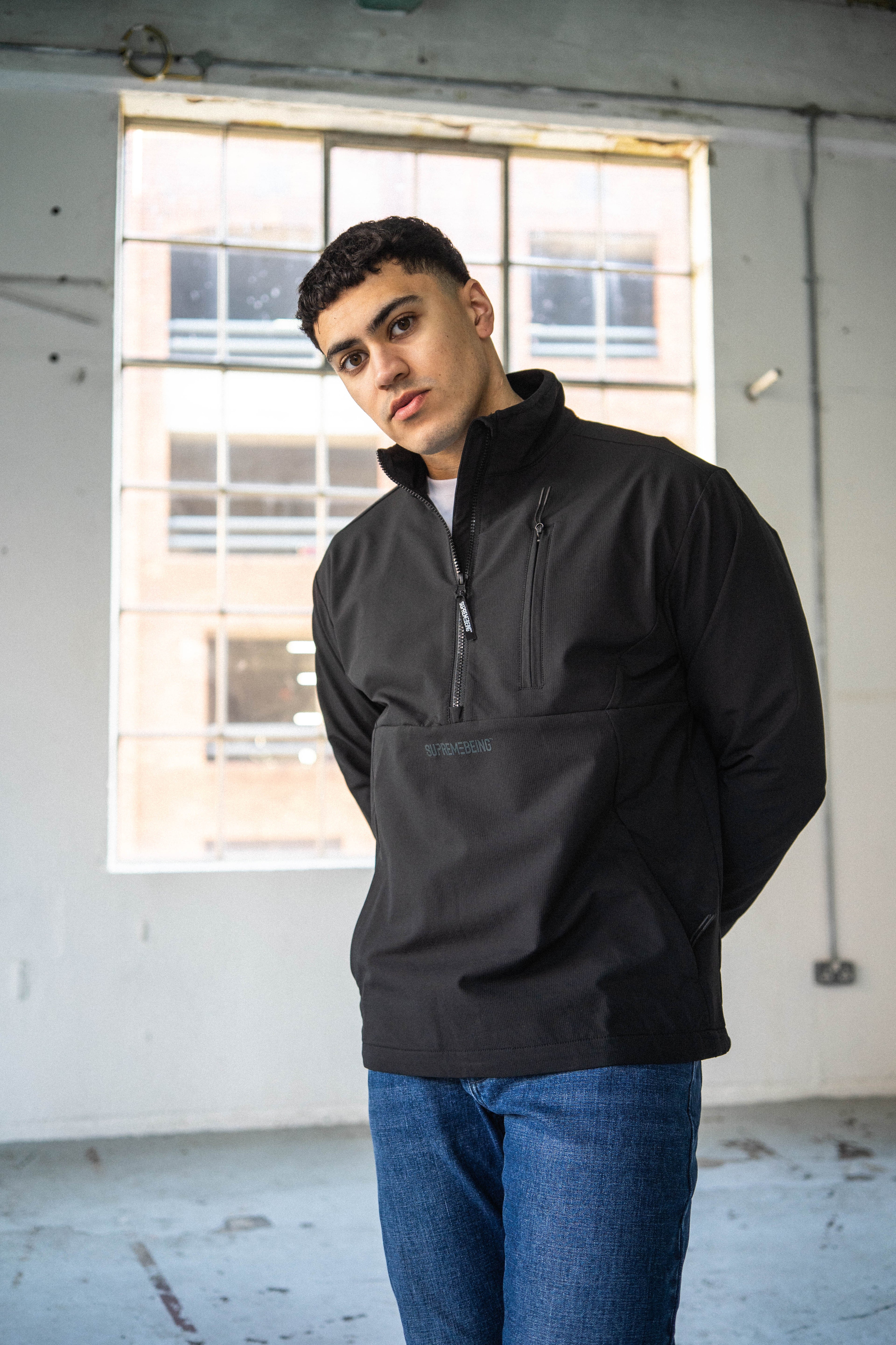 Supreme Being Tecnica Half Zip Black Black back view