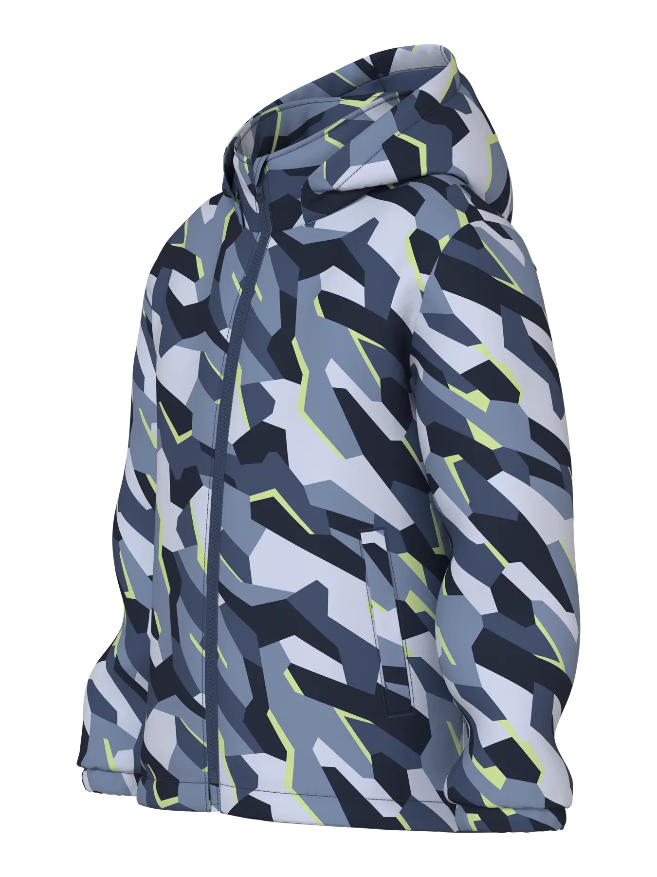 NAME IT Max Padded All Over Print Jacket in Oceana angled side view