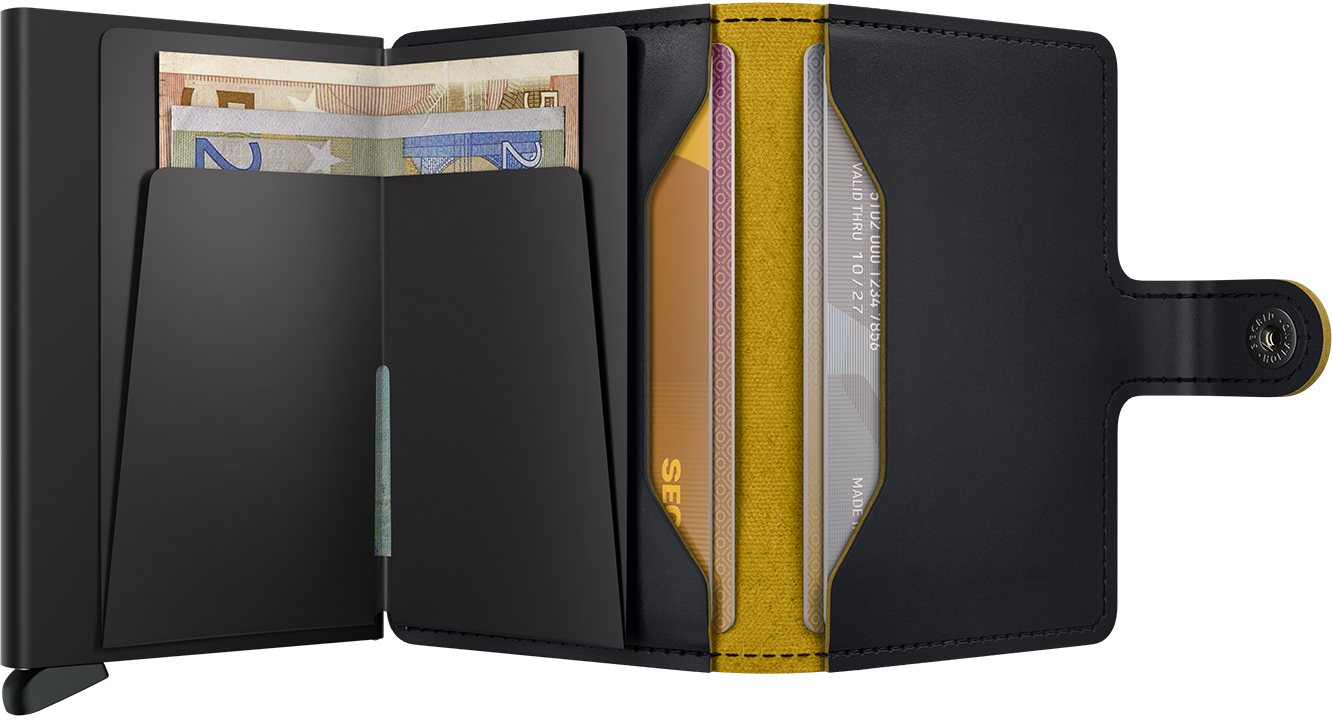 Secrid Matte Black/Ochre Miniwallet-Inside note holder view