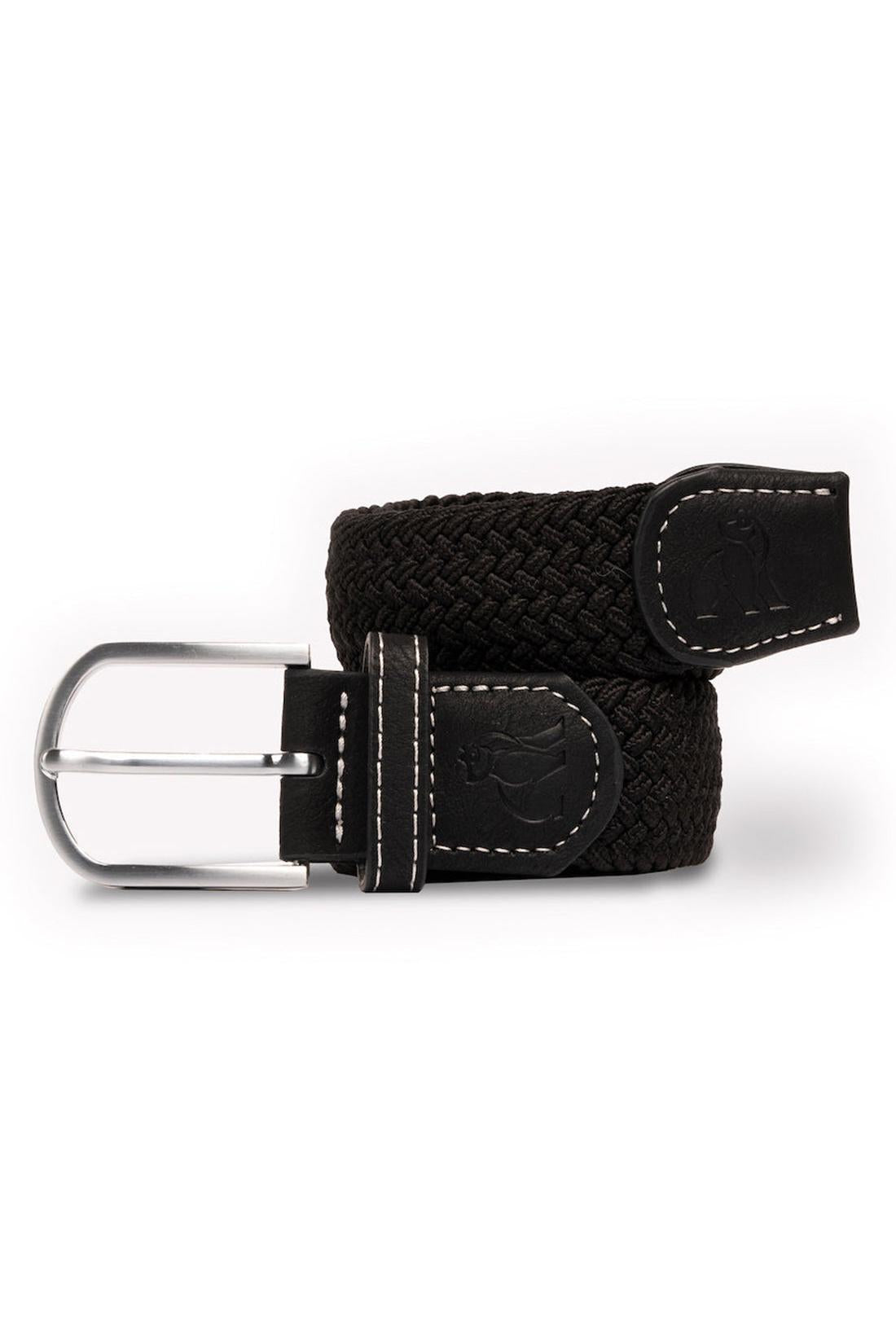 Unisex Woven Belt - Jet Black-Front View