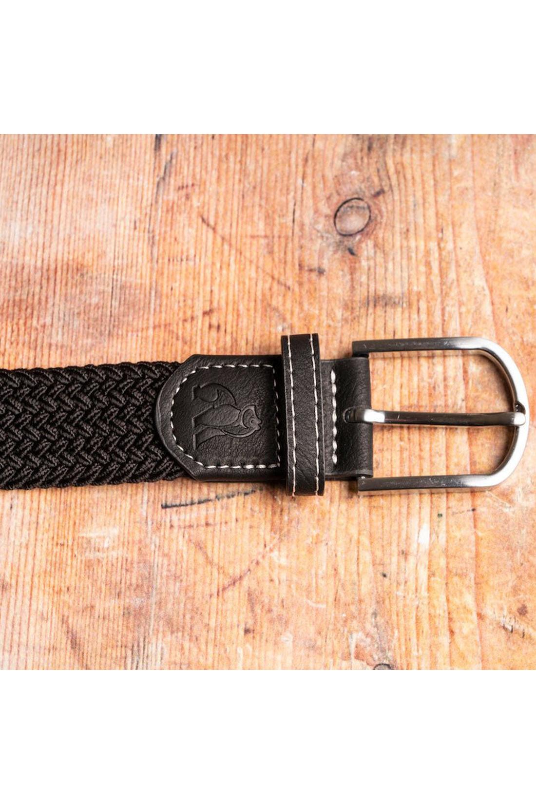 Unisex Woven Belt - Jet Black-Buckle View