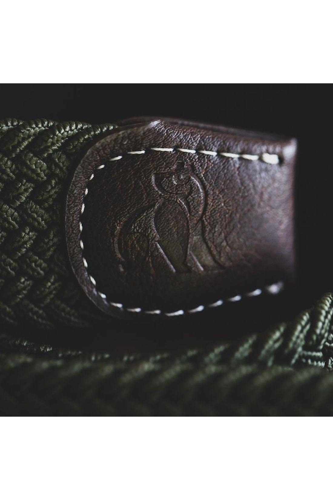 Swole Panda Woven Belt - Khaki Green Khaki side view