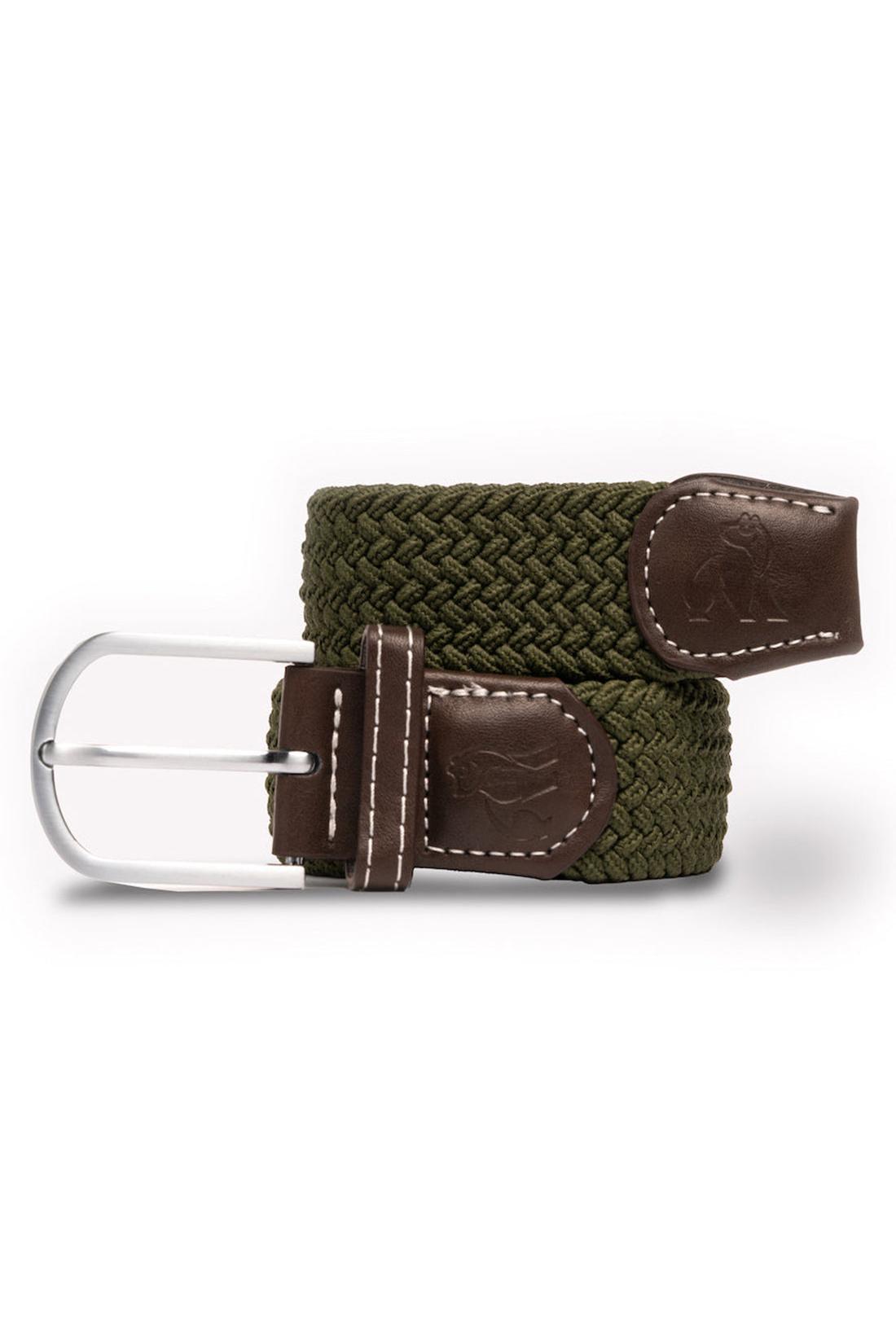 Unisex Woven Belt - Khaki Green-Front View