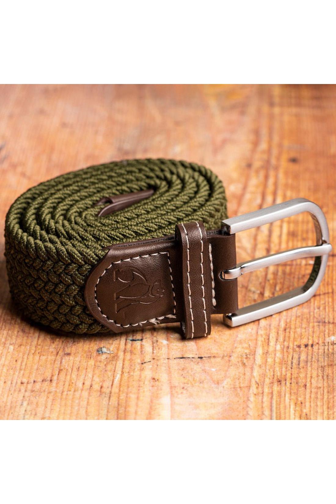 Unisex Woven Belt - Khaki Green-Side View