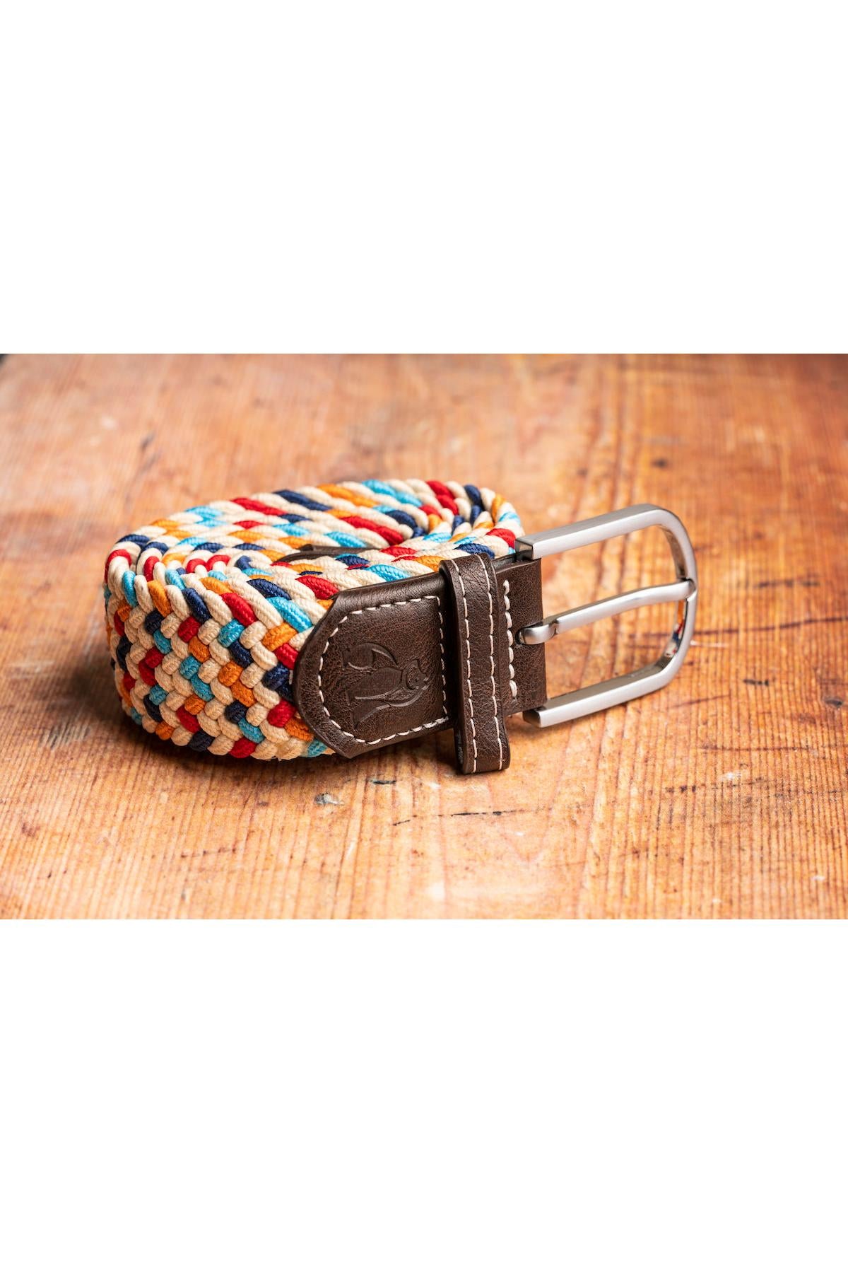 Unisex Woven Belt - Multi Colour Zigzag-Side View