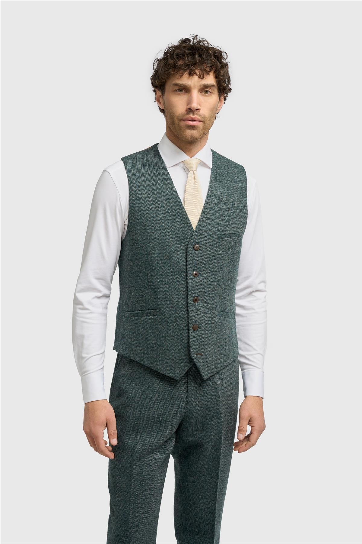 House of Cavani Thomas Lush Olive Waistcoat Lush Olive front view