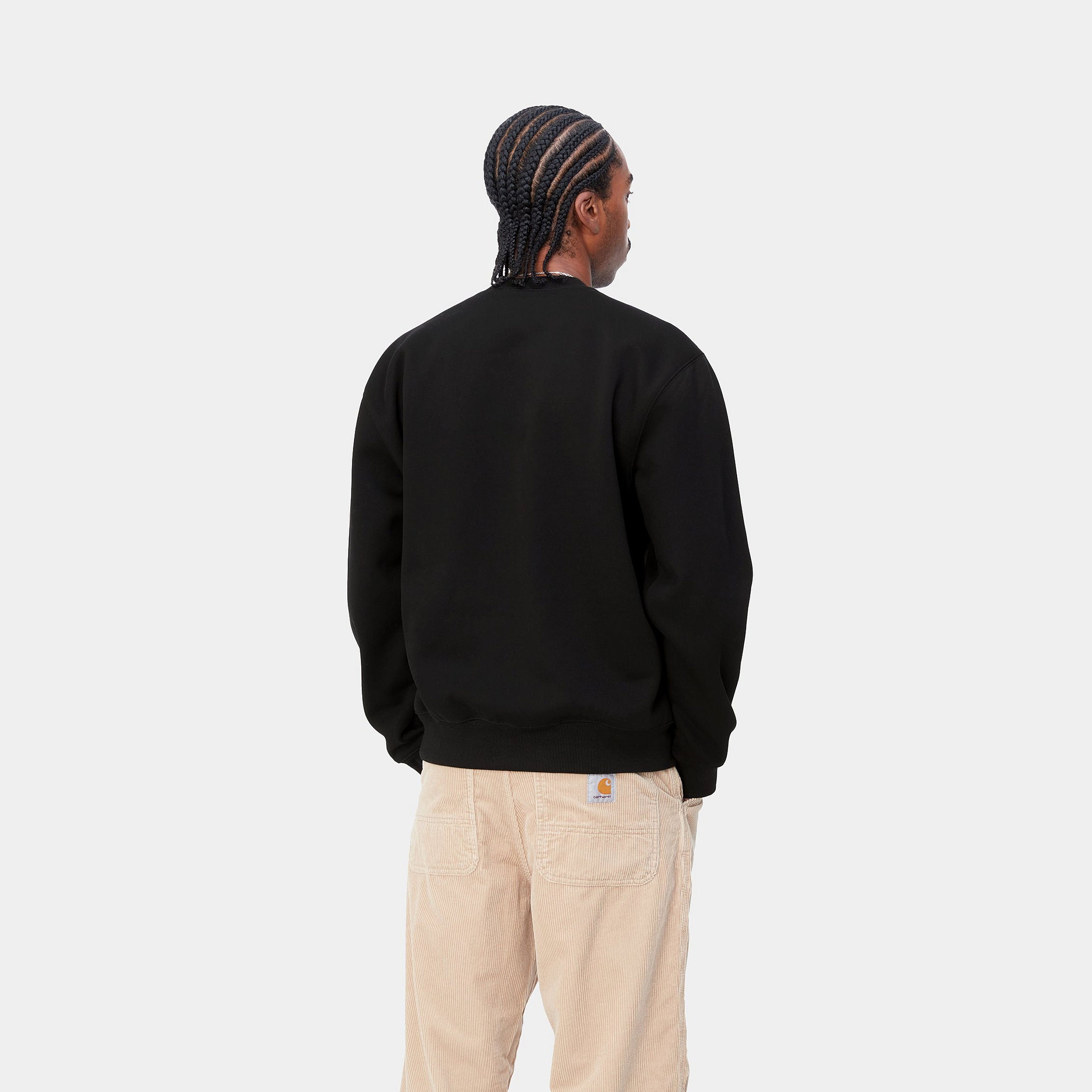 Men's Carhartt Sweat-Black / Black-Model Back View