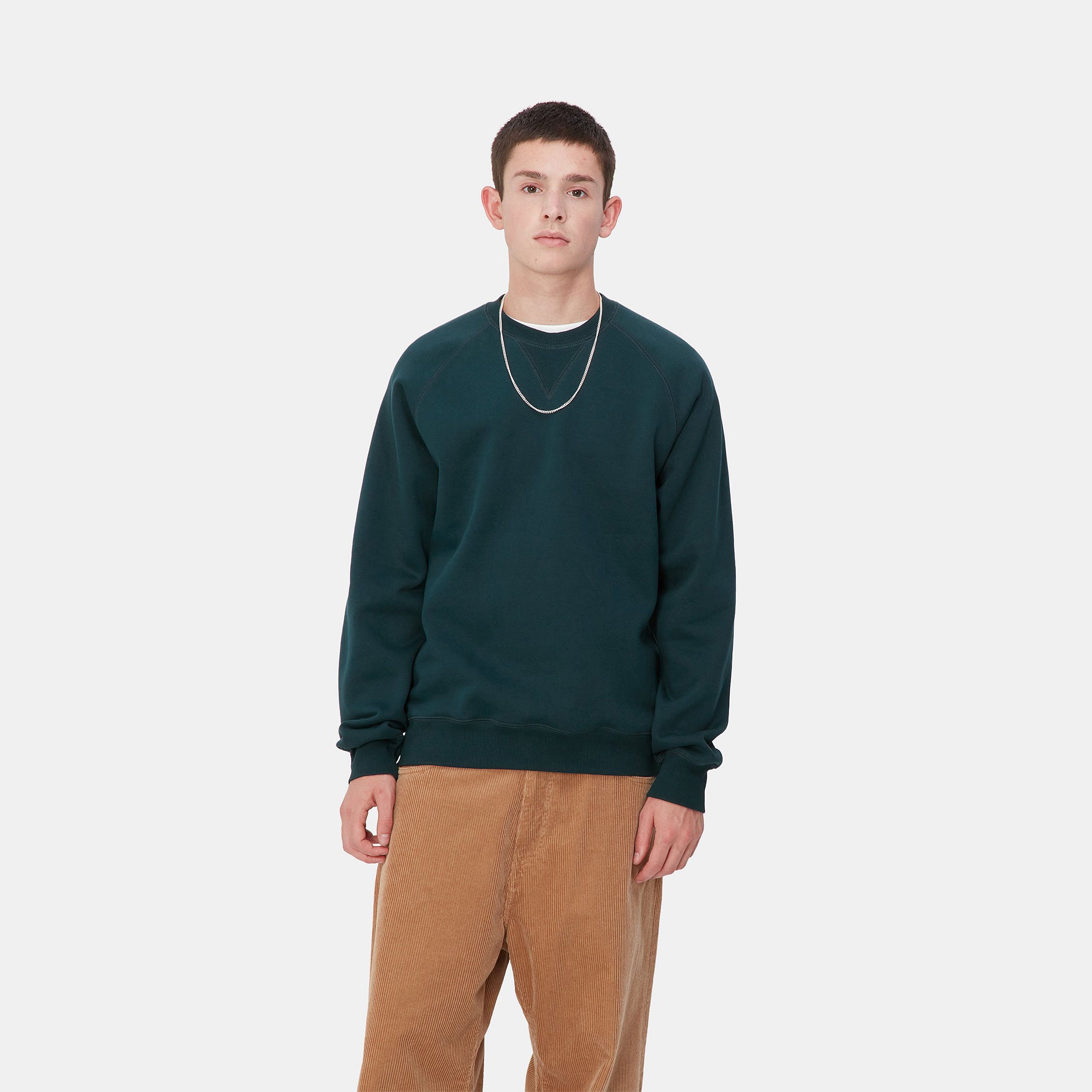 Carhartt WIP Chase Sweat-Duck Blue / Gold Duck Blue / Gold front view