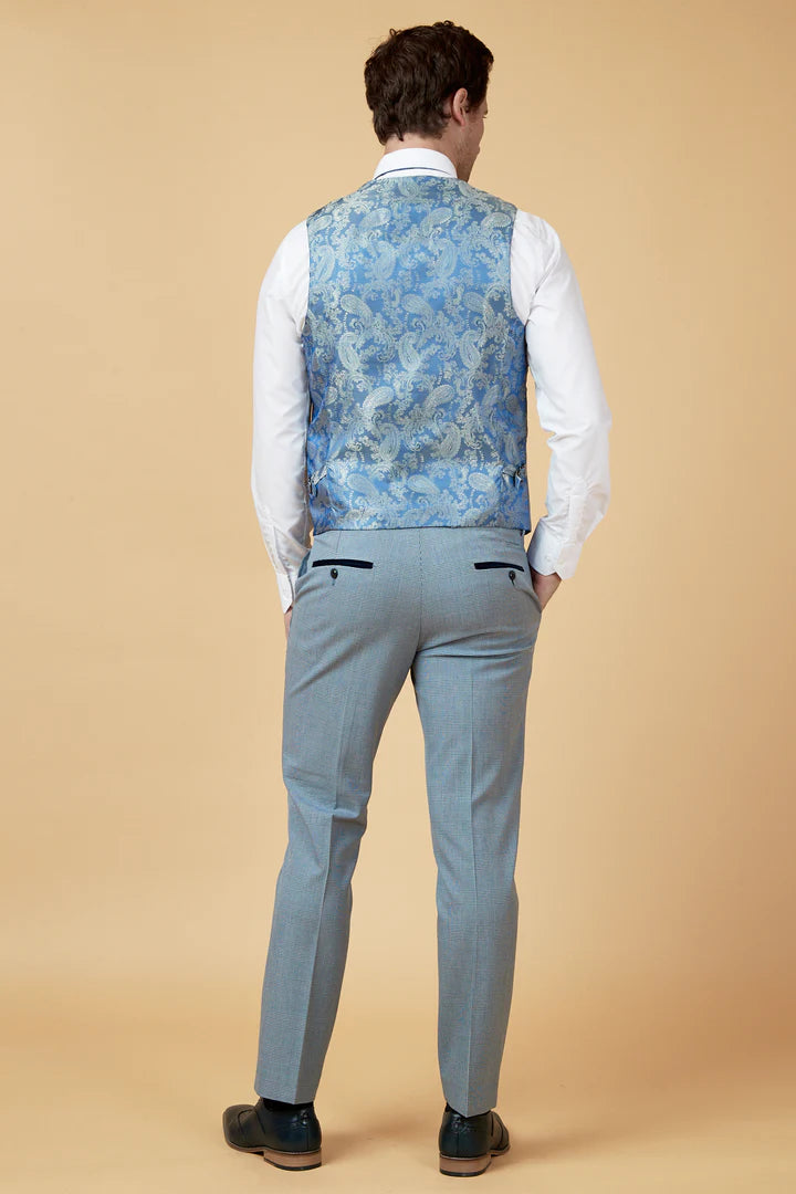 Men's Bromley Sky Waistcoat-Model Back View