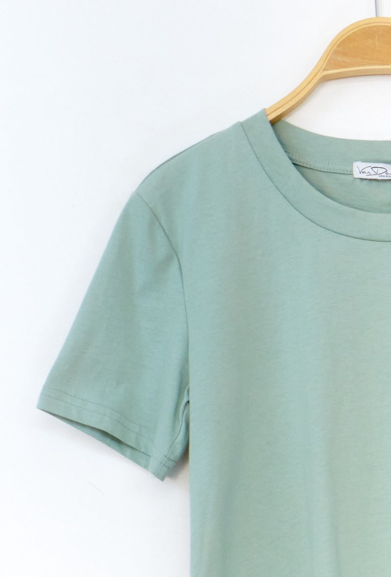 Ladies Basic Plain T-Shirt - Wasabi-Sleeve View