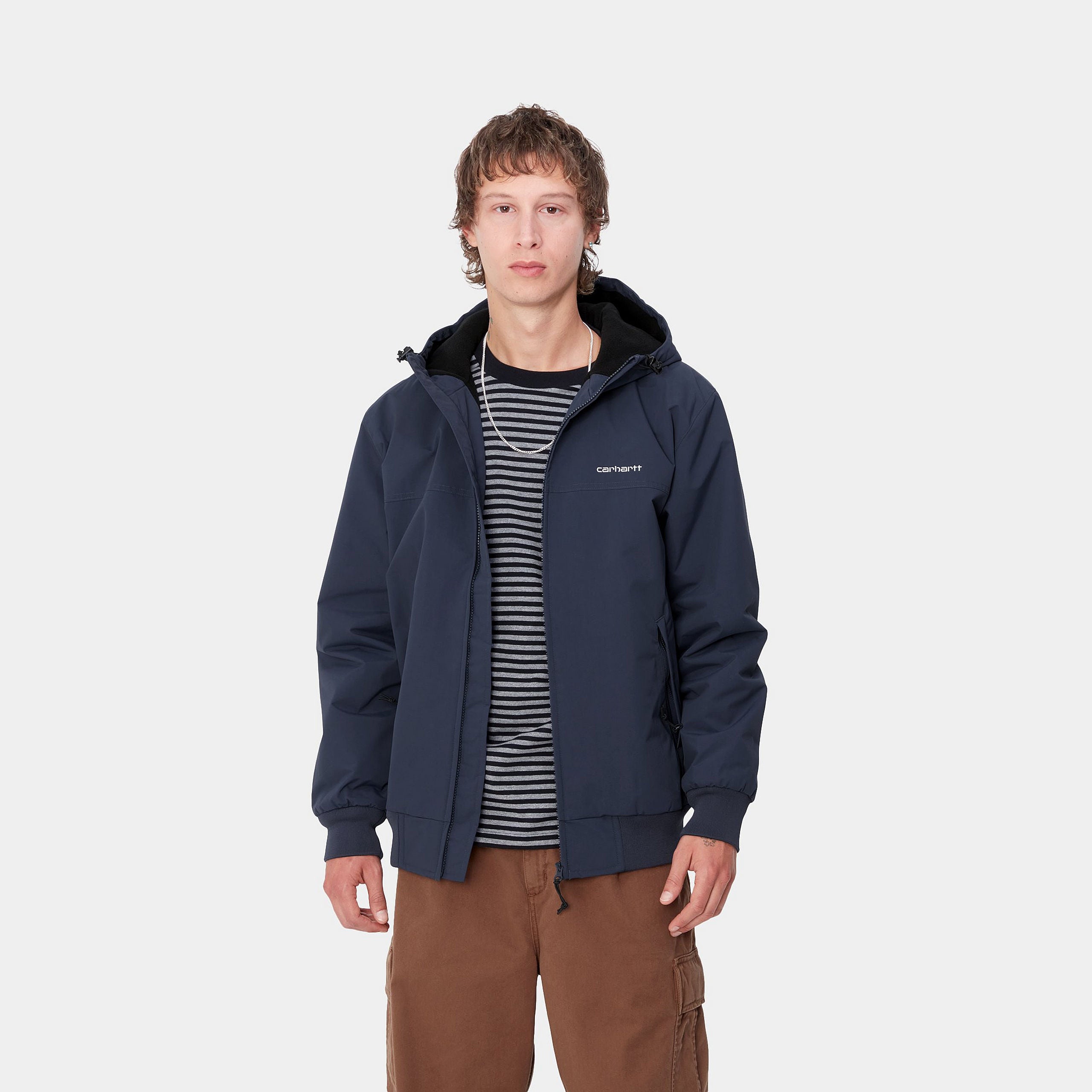 Carhartt WIP Hooded Sail Jacket-Air Force Blue / White Air Force Blue / White front view