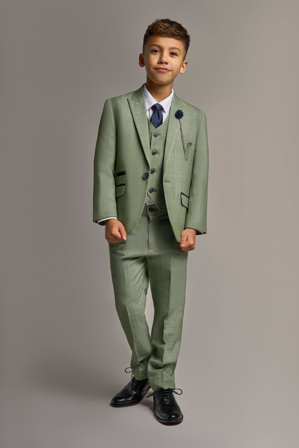Caridi Sage Boys 3 Piece Suit-Model Full Front View