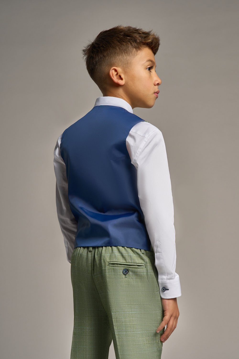 Caridi Sage Boys 3 Piece Suit-Back of Waistcoat View