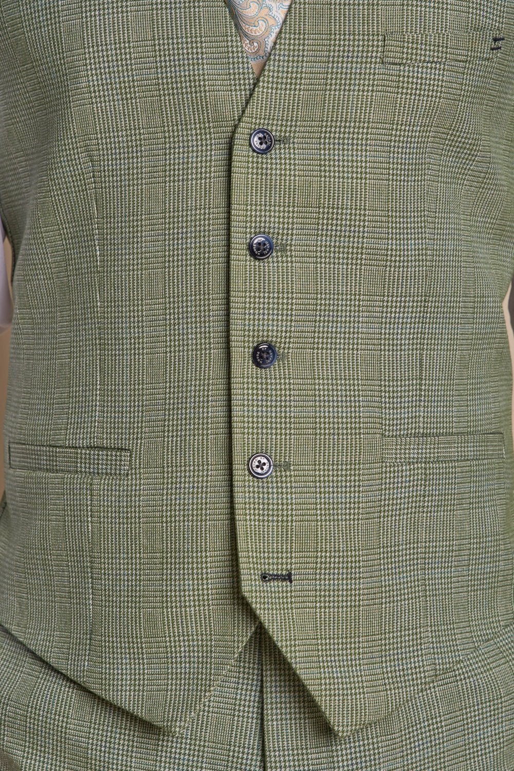 Men's Caridi Sage Waistcoat-Close Up View