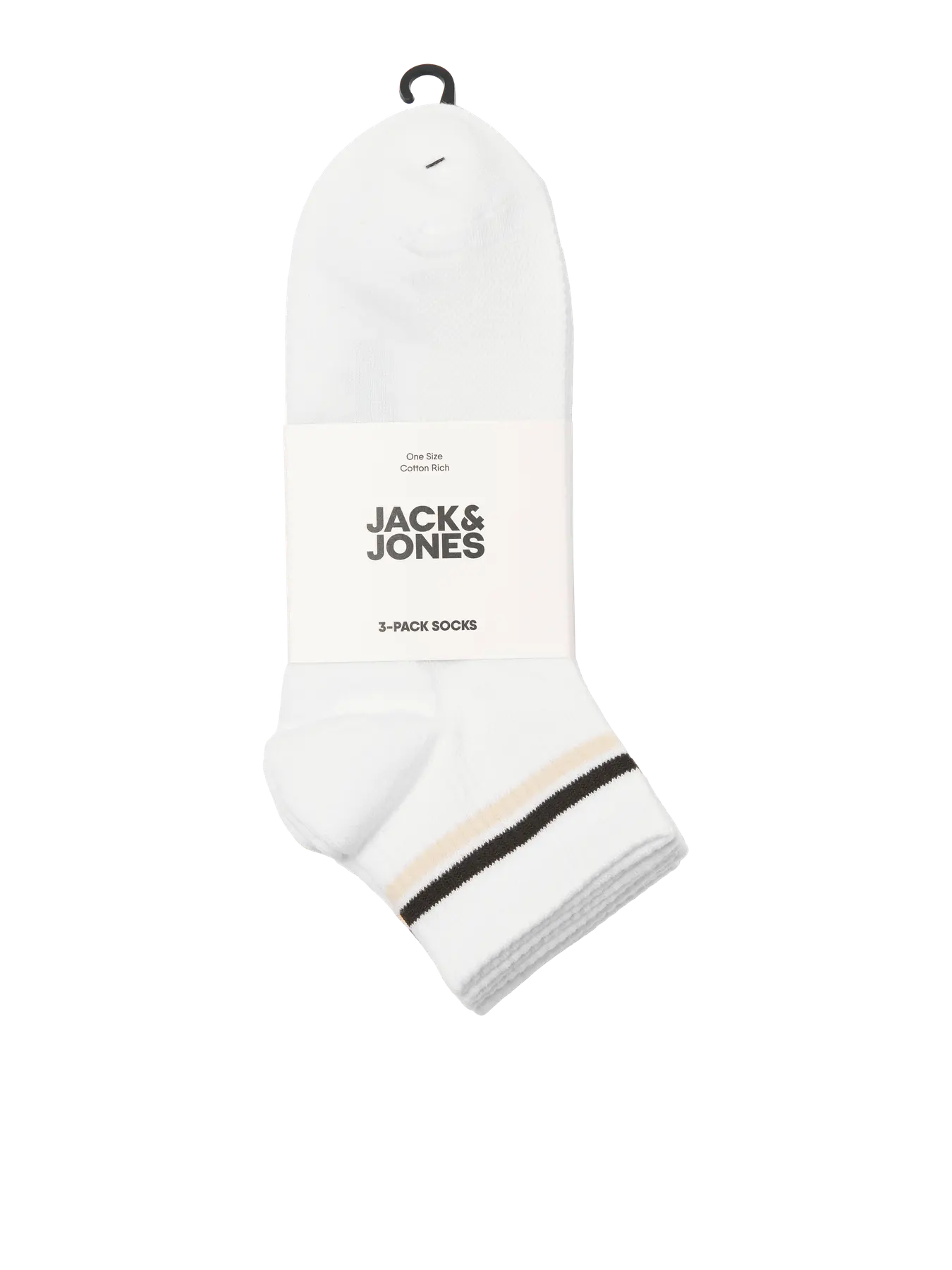 Jack Jones Youths Boston Short Tennis Socks 3 Pack Junior-Bright White Bright White model front view