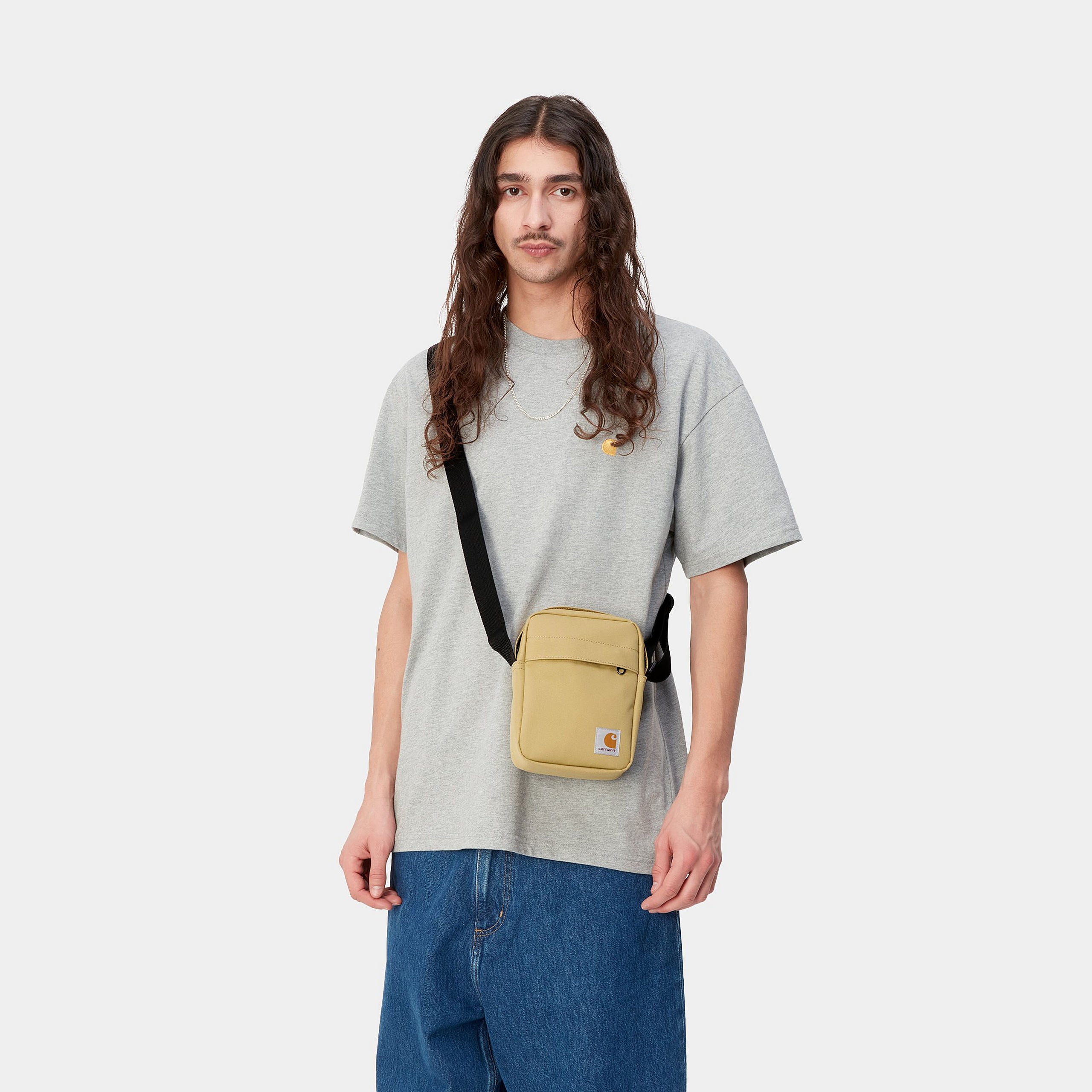 Carhartt WIP Jake Shoulder Pouch-Agate Agate model front view