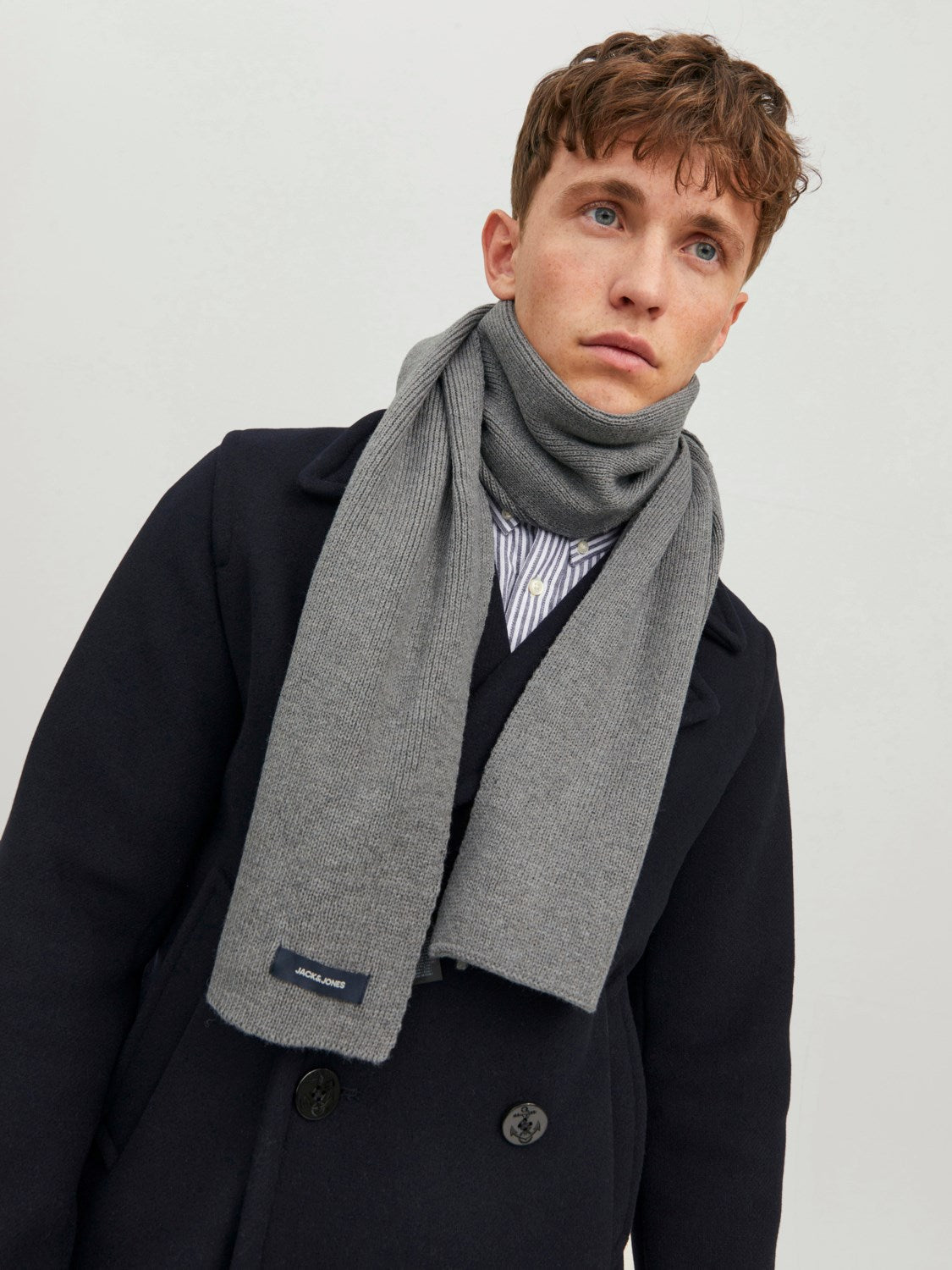 DNA Knitted Men's Grey Melange Scarf