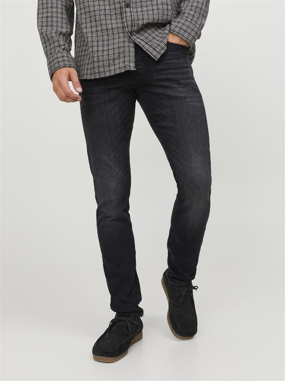 JACK & JONES Glenn Icon 557 Slim Black Washed Jeans BLACK DENIM front view
