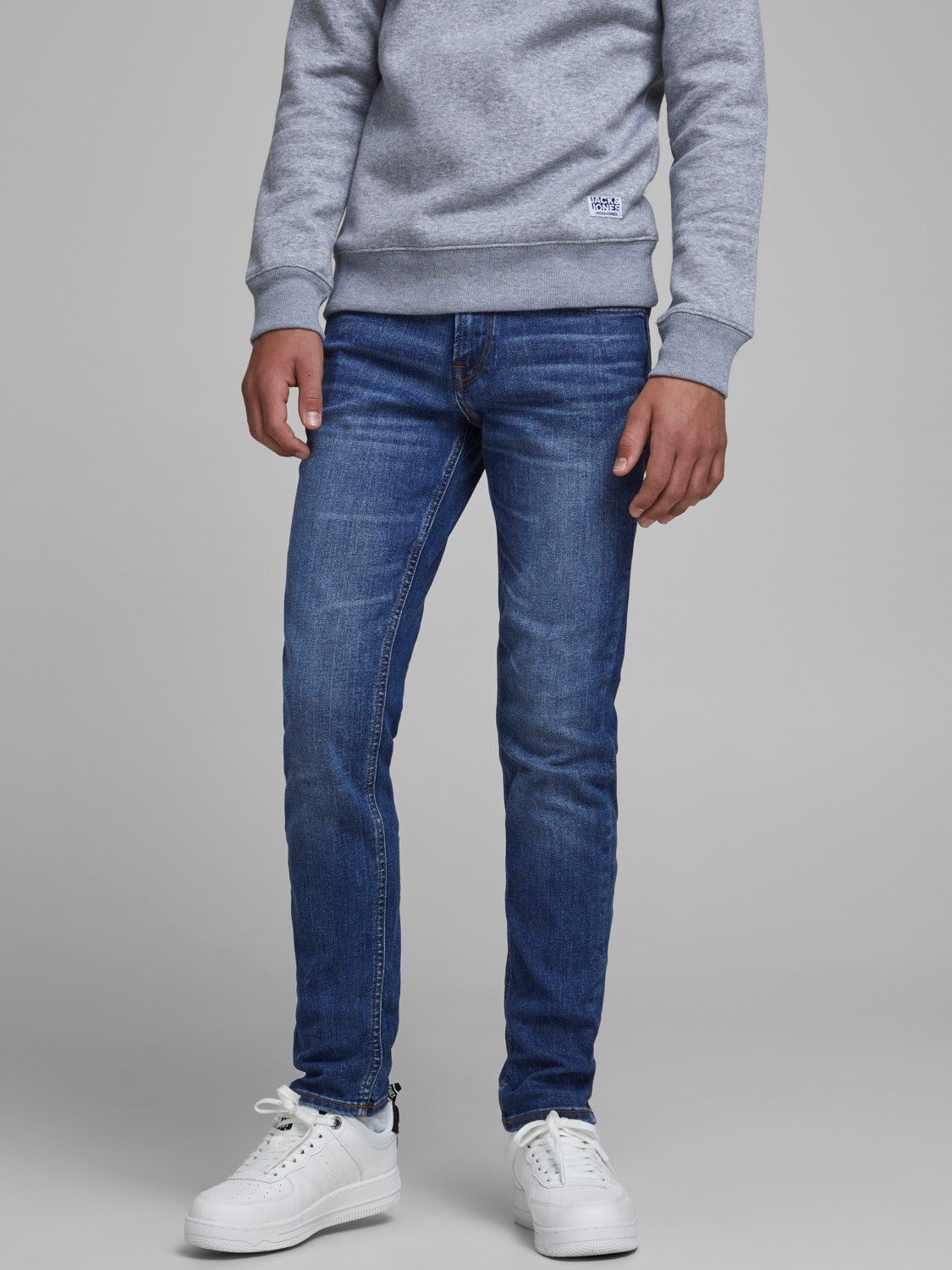 Jack Jones Youths Glenn 814 Junior Boy Slim Jean Blue model front view