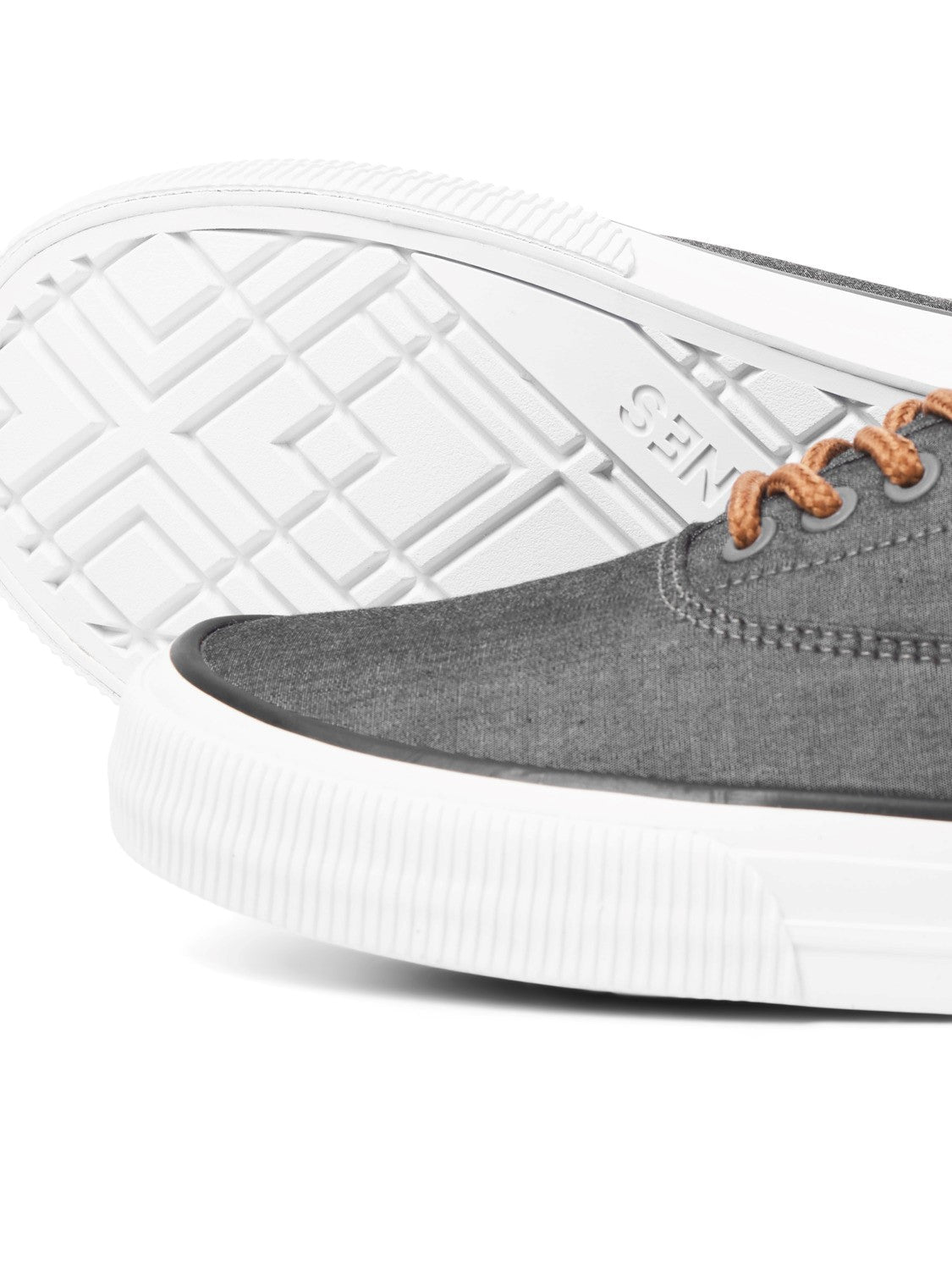 JACK & JONES Curtis Casual Chambray Grey Canvas Trainer Chambray Grey back view