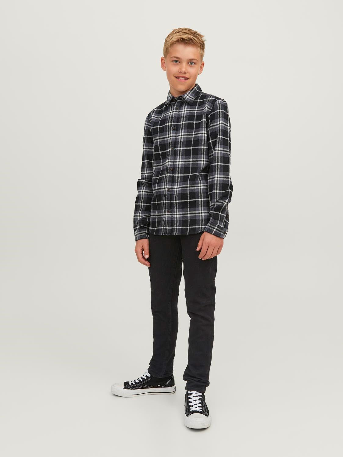Jack Jones Youths Glenn 072 Junior Boys Black Slim Jean Black front view