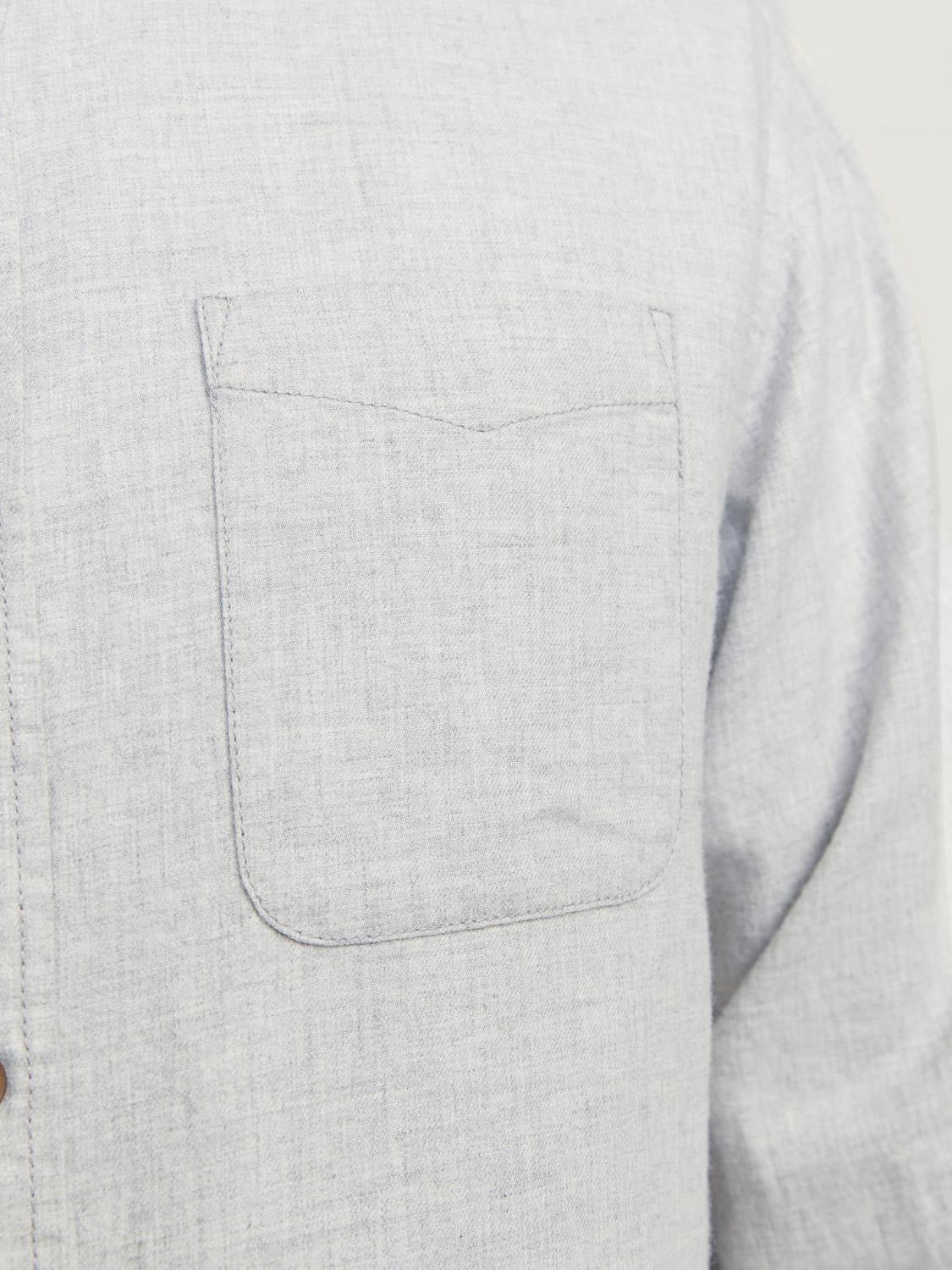 JACK & JONES Band Melange Grandfather Shirt-Light Grey Light Grey Melange flat front view