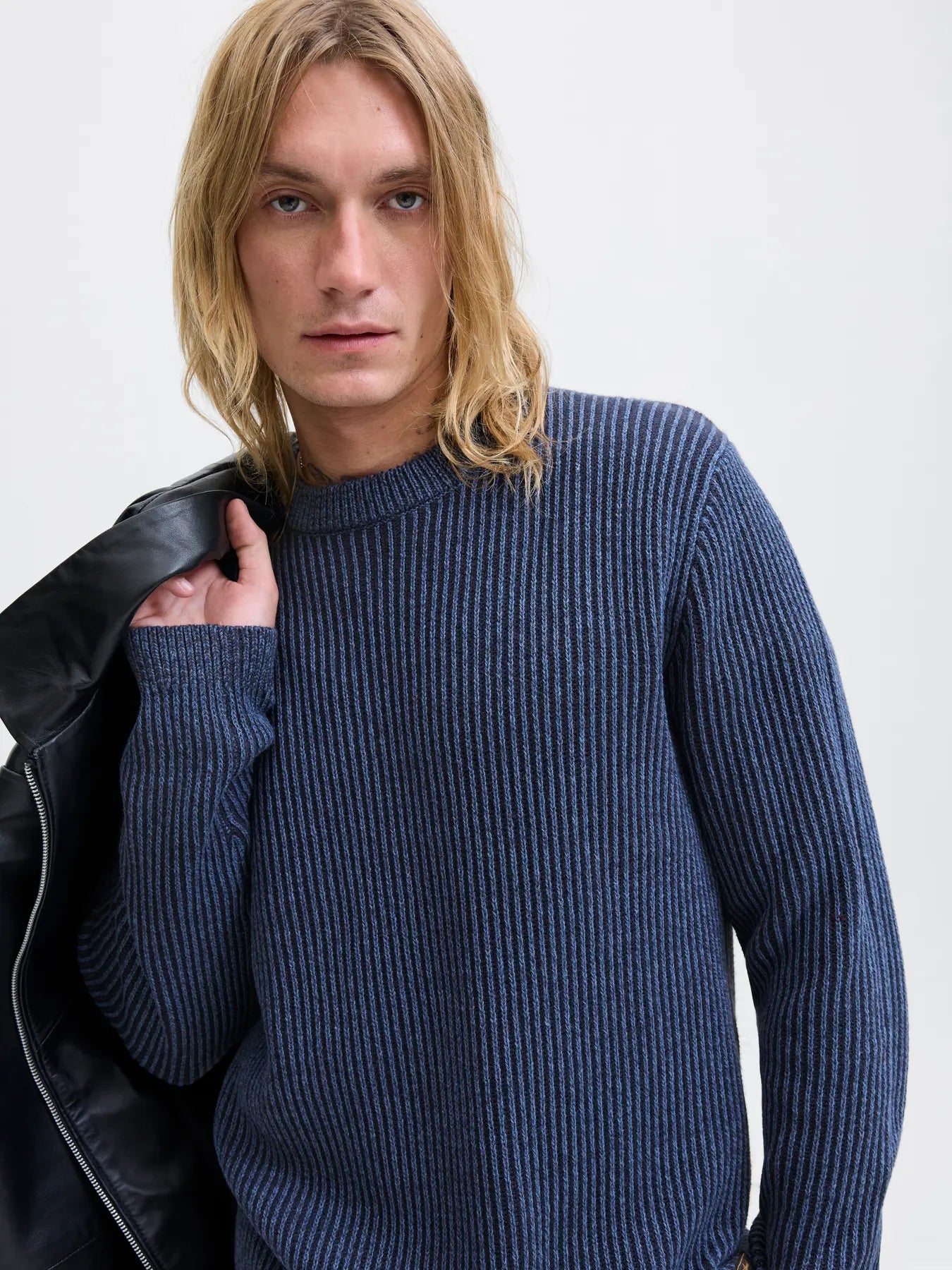 JACK & JONES Dover Sky Captain Knit Sky Captain model front view
