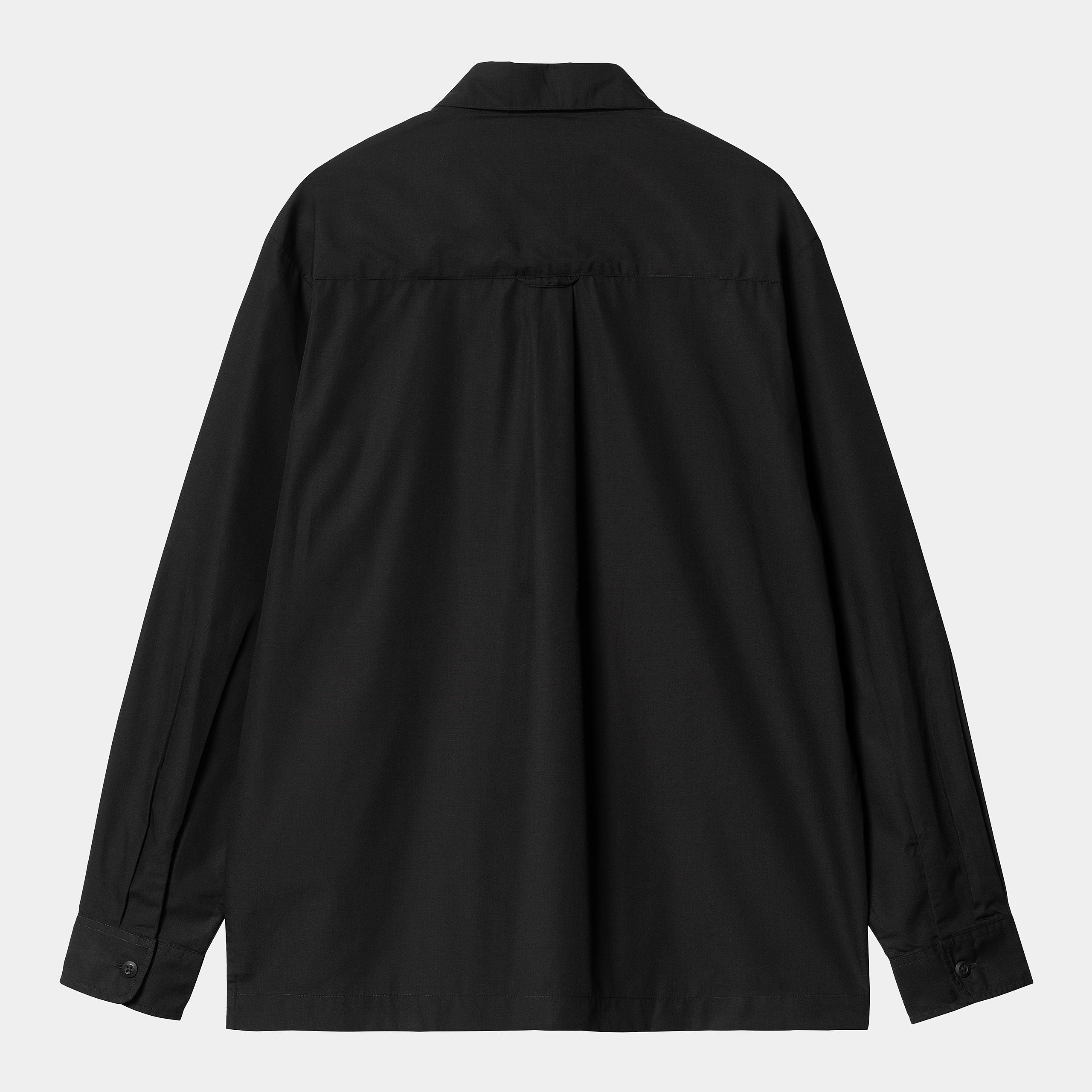 Carhartt WIP Long Sleeve Craft Shirt-Black BLACK model front view